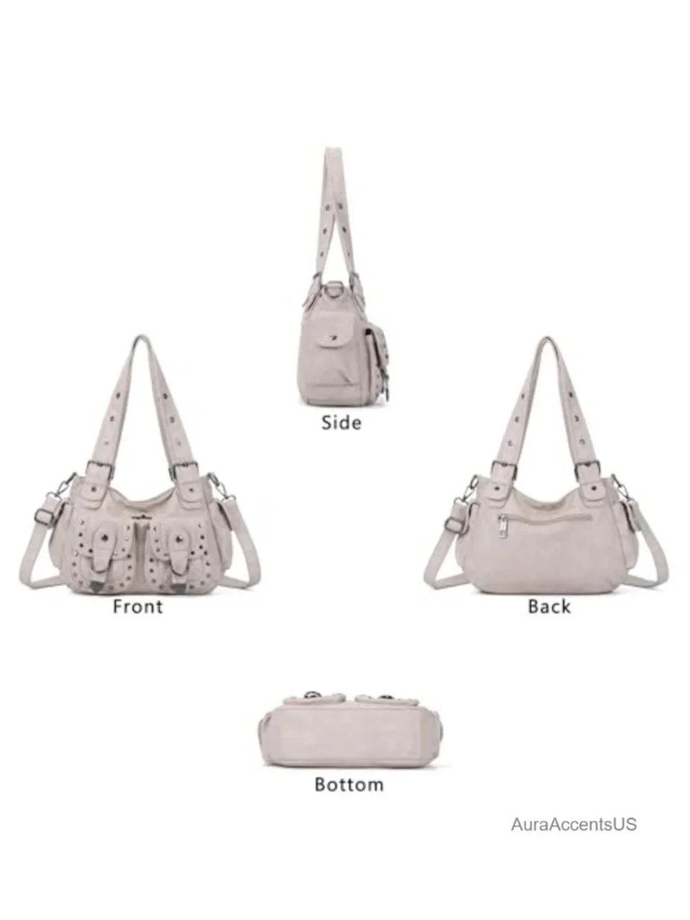 Vegan Leather Hobo Bag Multi Pocket Y2K Tote Shoulder Purse